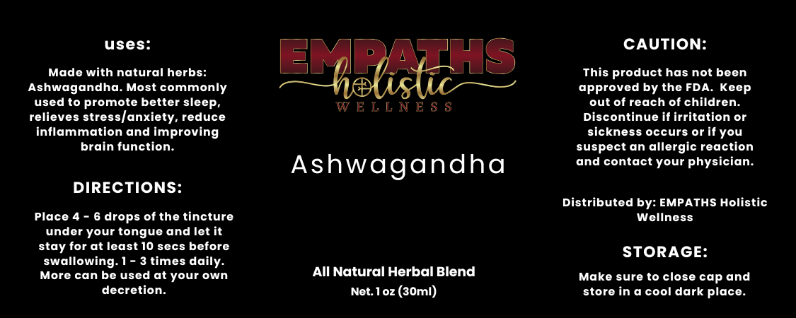 Ashwagandha Tincture - Inflammation, sleep, brain health, stress