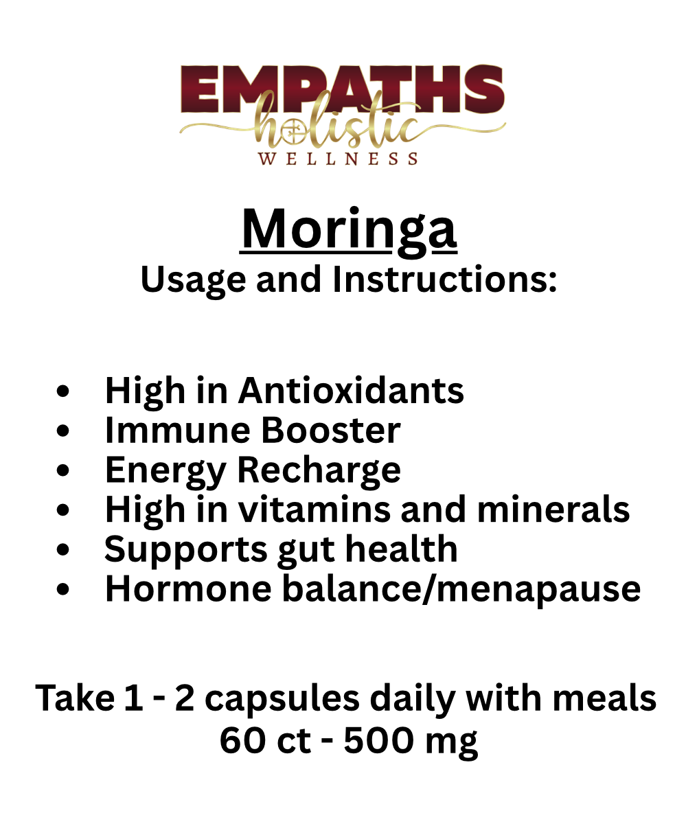 Moringa Capsules - Energy boost, immune system, inflammation, cholesterol, digestion, diabetes