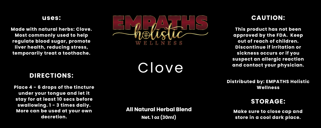 Clove Tincture - diabetes, liver, stress, toothache