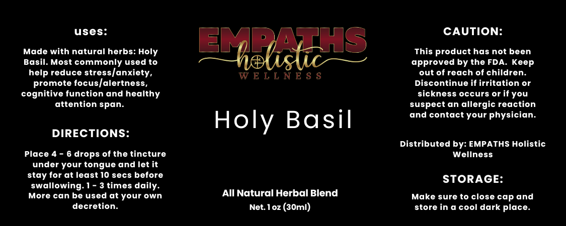 Holy Basil Tincture - stress, anxiety, inflammation, diabetes, antibiotic