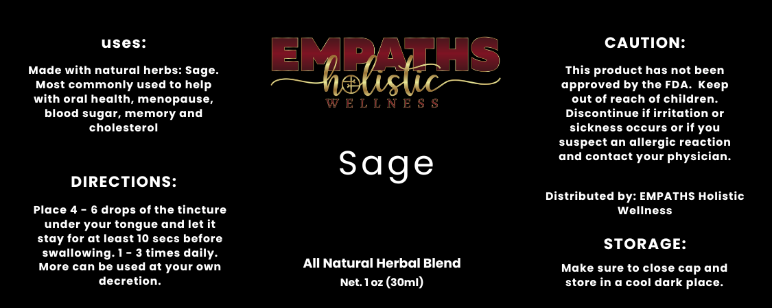 Sage Tincture - diabetes, memory, cholesterol, oral health